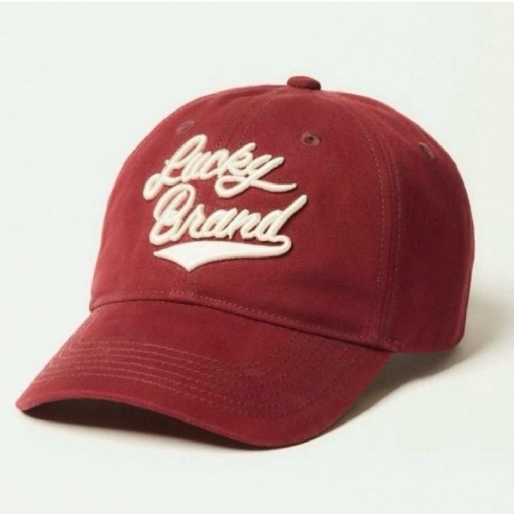 NWT Lucky Brand Embroidered Logo Hat Baseball Cap in Maroon One Size